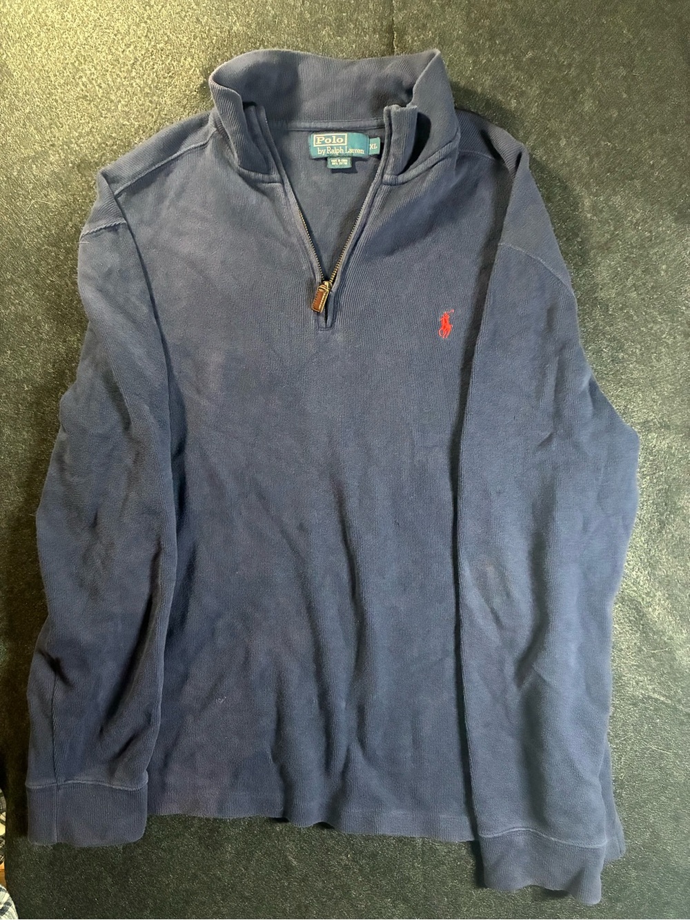 Polo by Ralph Lauren Navy Quarter-Zip Sweater with Red Pony